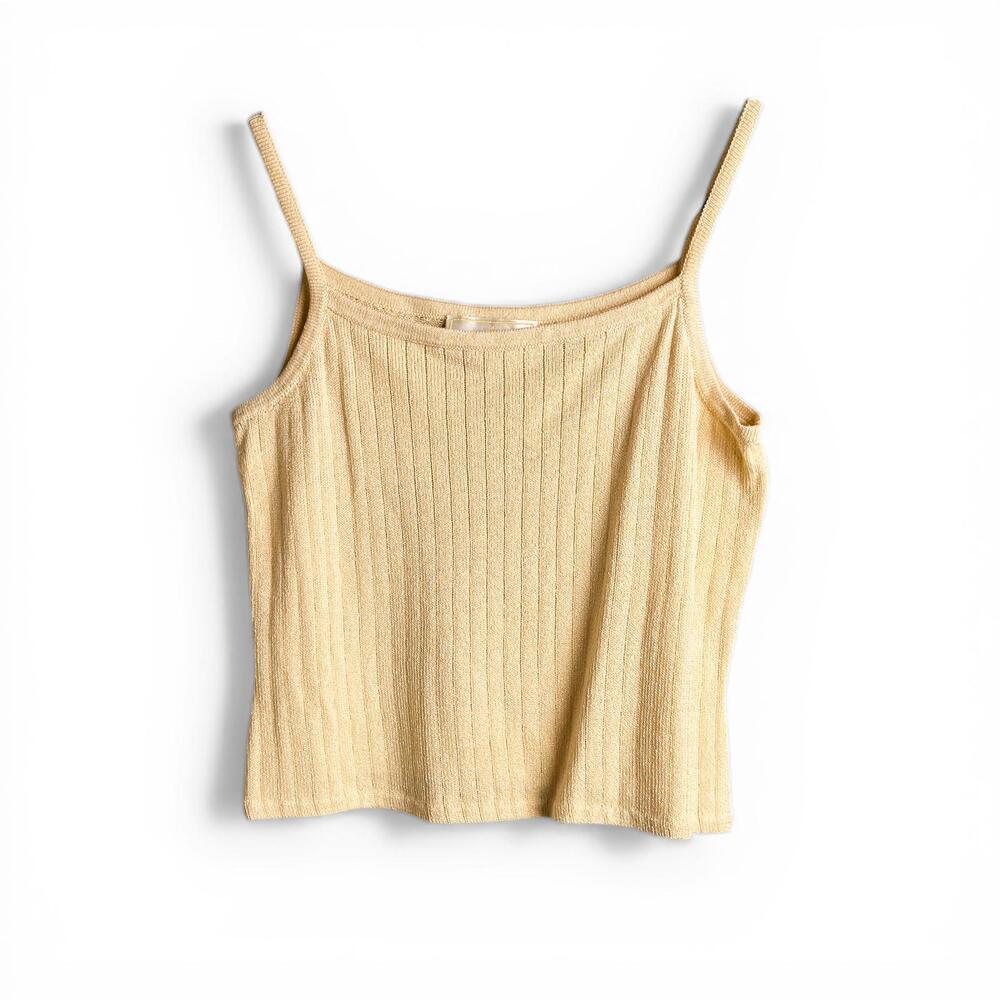 Vtg St. John Sport Beige Ribbed Knit Tank Top